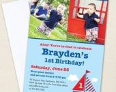 Nautical party - Set of 15 custom photo invitations - Printable file also available
