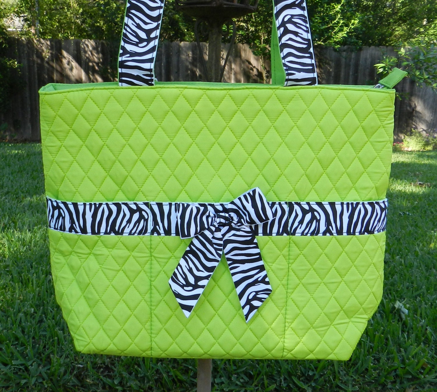 Personalized quilted diaper bag by sewblessedstitches on Etsy