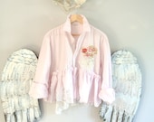 Romantic boho ruffle top, shabby pink shirt, french cottage clothing, gypsy cowgirl clothing, crop top, country clothing, true rebel Sm Lg