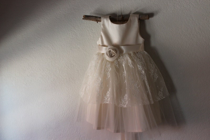 La la Lace..Vintage style organic cotton flower girl dress