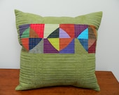 Green Circle Patchwork Quilted Pillow