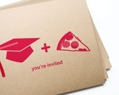 Graduation & Pizza Invitation Postcards / Customizable DIY Printable