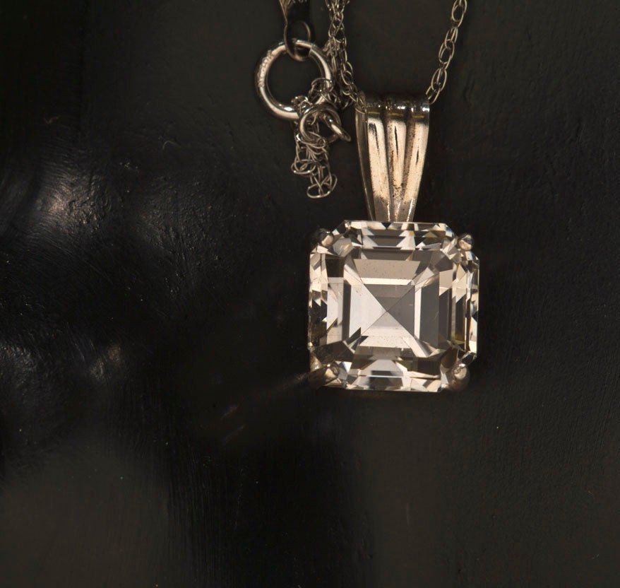 Asscher Cut White Topaz Necklace