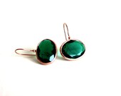 Rose Gold Earrings with Beautiful Emerald Stones