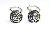 Bali Silver Earrings - Short Drop Earrings - Simple Jewelry - Leverback - Black and Silver