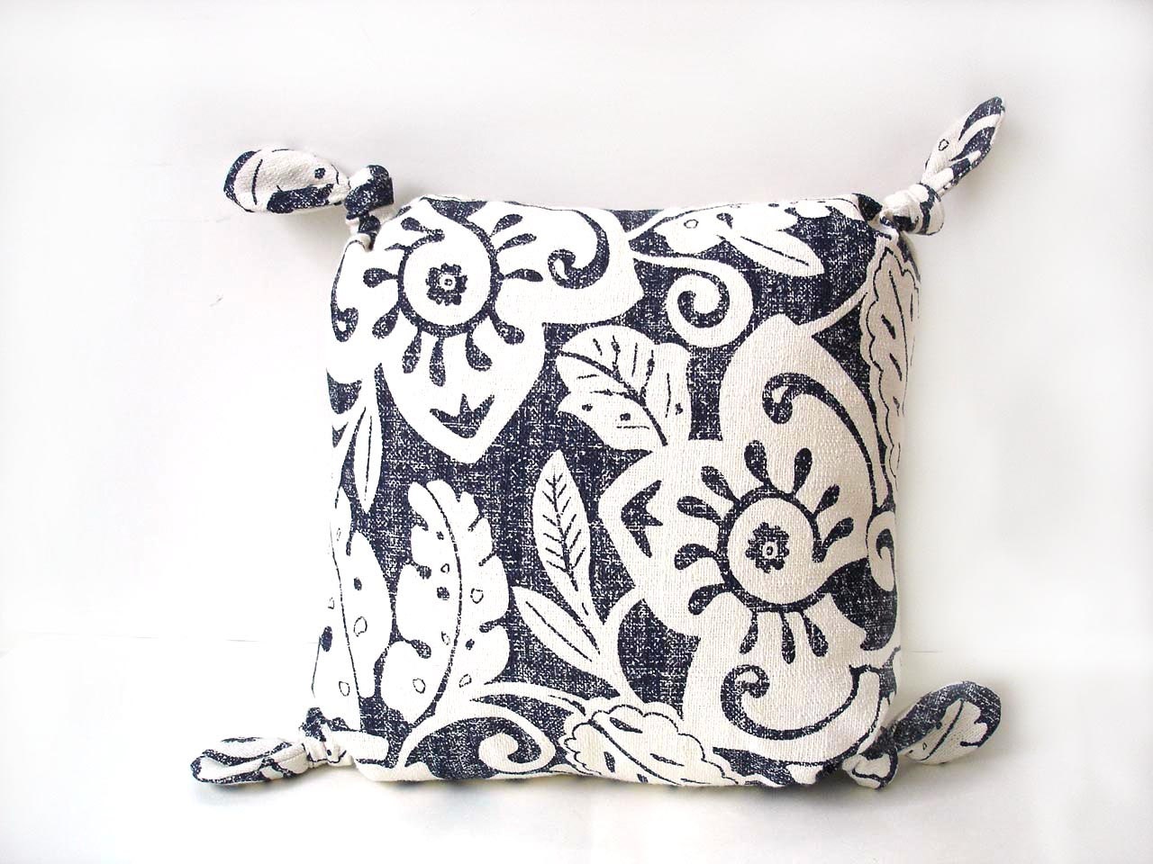 Blue white floral pillow classic simple modern home decor, decorative pillow complete with insert