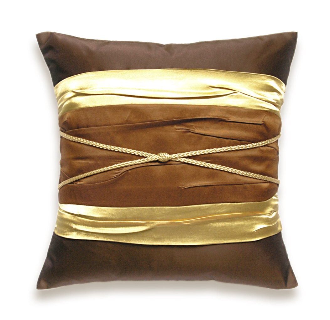 Chocolate Brown Gold Rust Pillow Case 16 in Rope Decoration JOSIE DESIGN