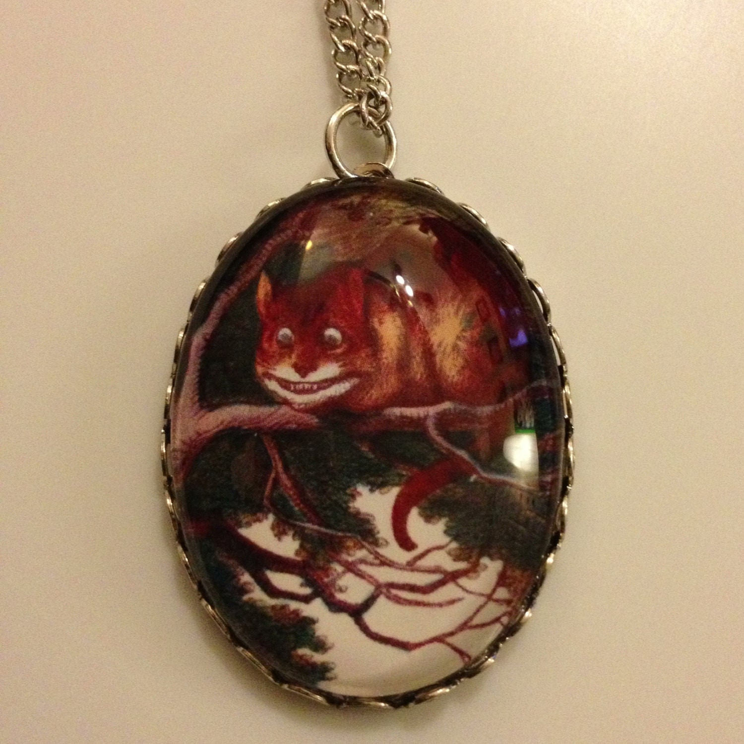 Cheshire Cat Cameo Necklace