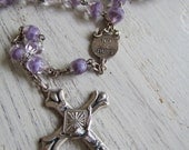 Antique French Rosary Lavender Givre Faceted Beads