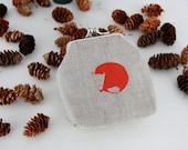 Woodland Creatures, Ferdinand Fox on neutral, screen printed mini clasp purse - READY TO SHIP