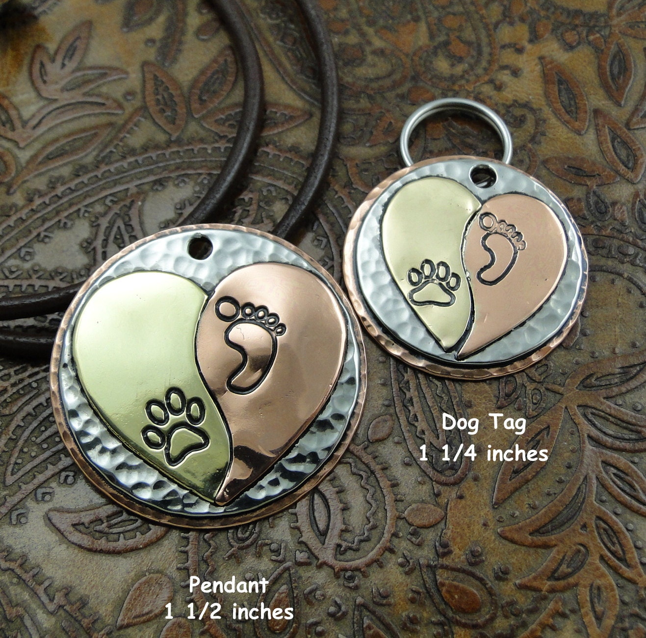 Custom ID Dog Tag - Ying Yang Heart