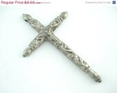 On Sale 25% Off Large Vintage Ornate Catholic Crucifix - Rosary Pectoral Crucifix Silver RR16