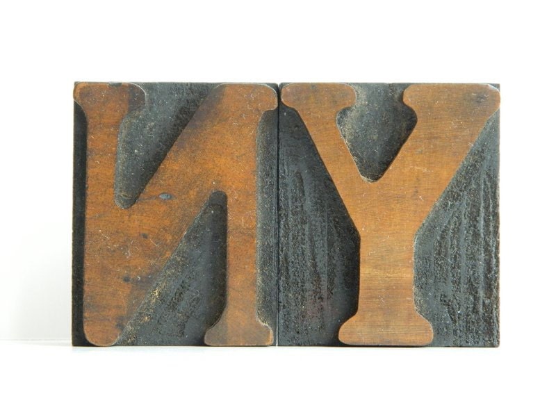 Vintage Letterpress Wood Type NY  New York  Printers Blocks