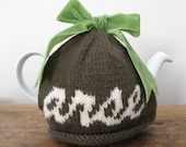 SALE - Rude "arse" green wool tea cosy