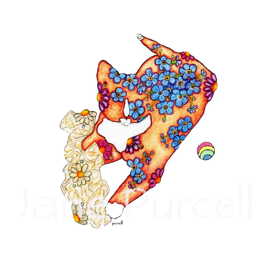 Custom Floral Pet Portrait in Silhouette - Pet Art - Hand Drawn Art - Dog Art - Cat Art - Horse Art - Bird Art