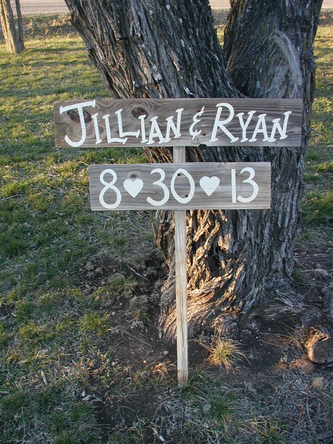 Personalized Wedding Sign on Stake Barn Wood Western Rustic Bridal Custom Name