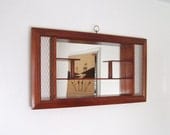 vintage shadowbox wood mirror retro mid century modern shadow box decorative home decor wall hanging