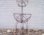 vintage topiary plant stand metal garden gardening flowers rusty rustic retro mid century modern tall big standing
