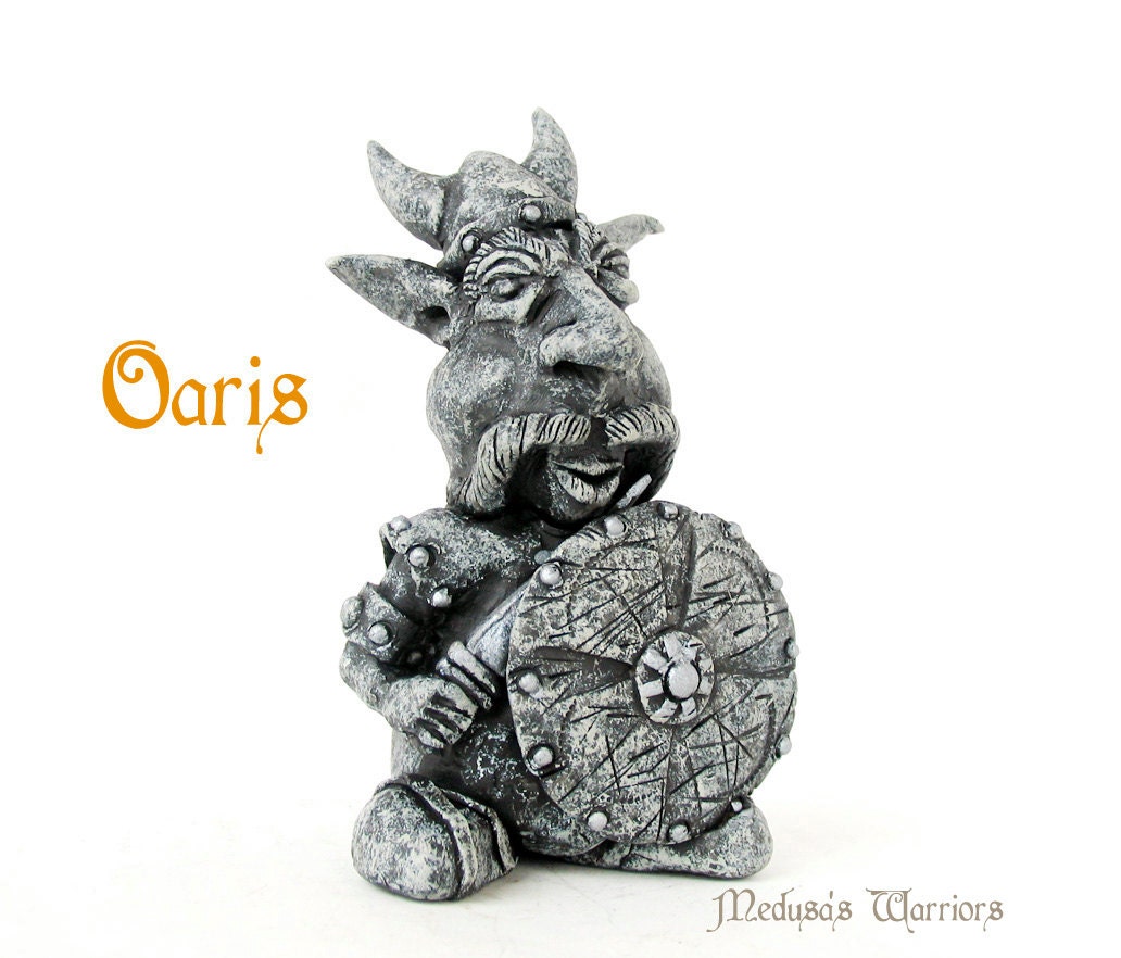 Oaris the Viking - Medusa's Warriors - Miniature Handmade Fantasy Figure - Polymer Clay Art Doll - Gargoyle Figurine