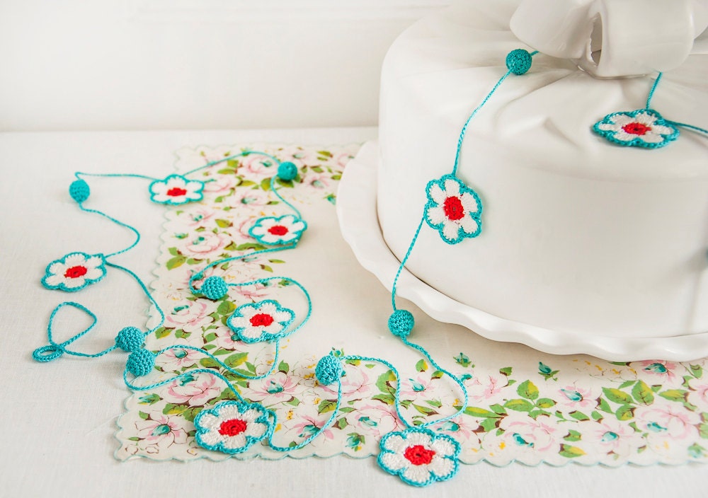 Flower and Bauble Crochet Garland - Kitchen Decor