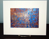 Abstract Photograph, 5x7 Matted, Boxcar, Cracked Paint, Rusty, Blue, Train Enthusiast, RailRoad, Home Decor, Wall Art, Free Shipping