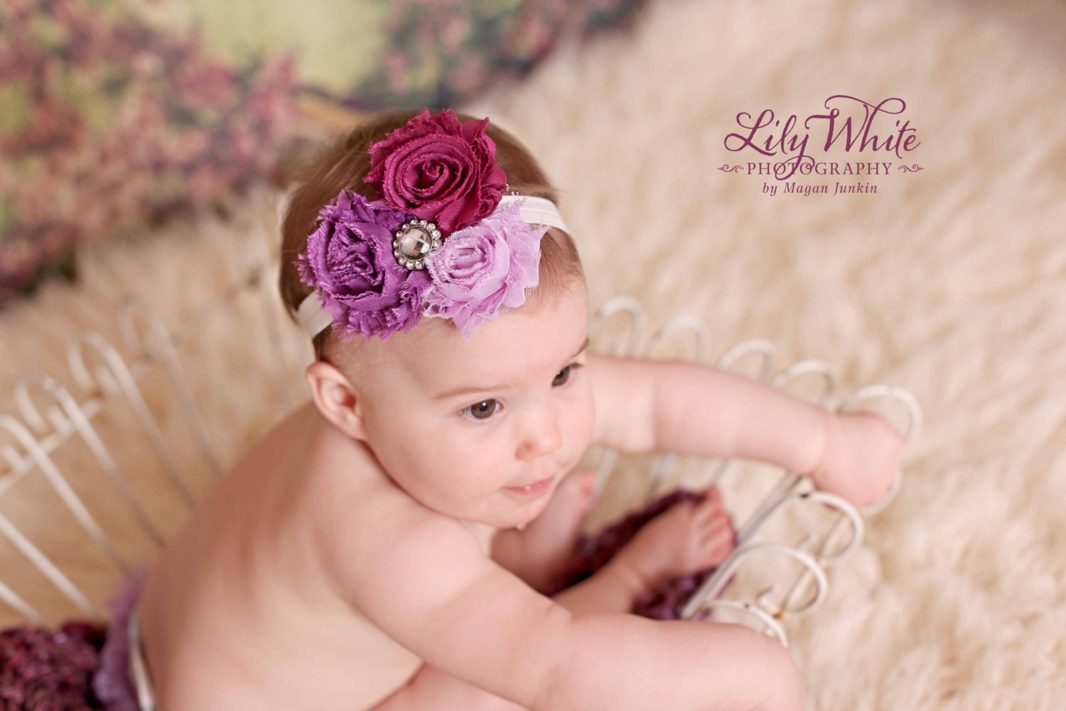 Shabby Chic Headband - Purple Princess