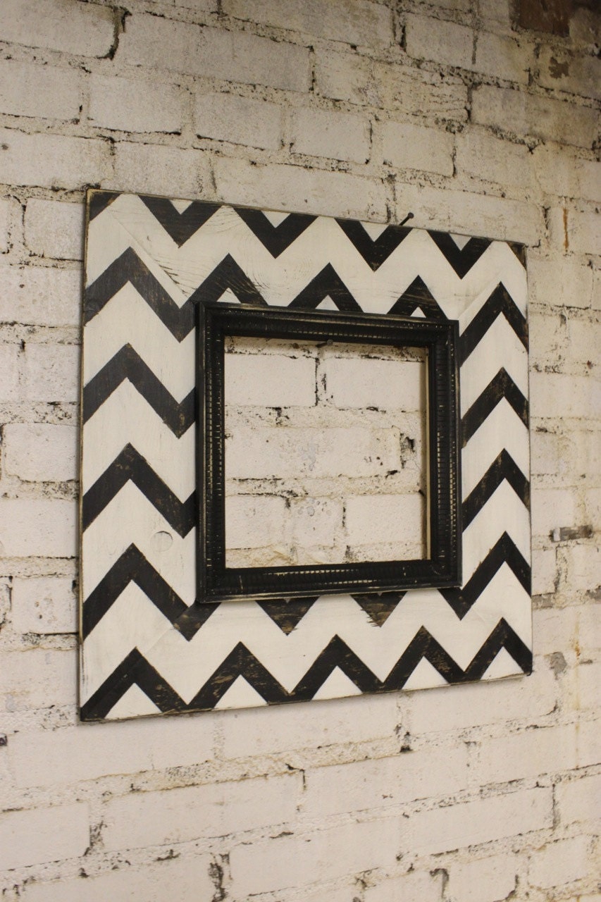 Mod Chevron Distressed Wood Picture Frame ANY Three Colors 10x10 Opening