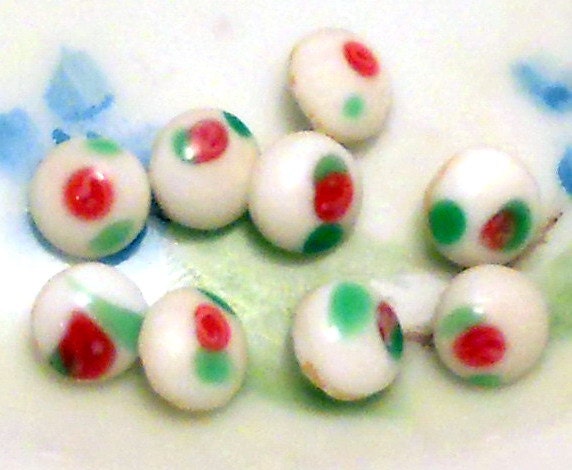 Vintage Cabochons Flower Rose Shabby German Glass Cabs Old Flowers Chic Pink Rose