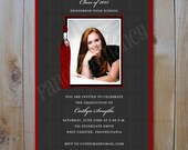 Graduation Photo Invitation /Red Tassle / Gender Neutral Design /Printable DIY Digital Invitation/ Item 5538