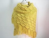 Crochet Old Yellow Shawl with fringe