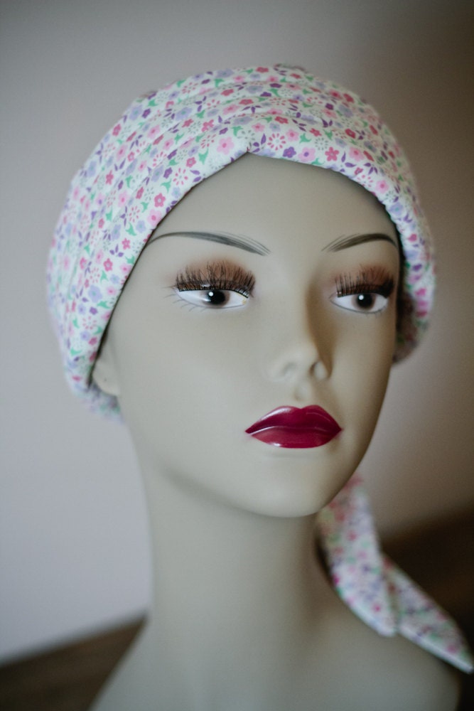 Multicolored Floral Chemo Hat Cancer Cap Scarf Hairloss Headwrap Turban Covering Headcovering