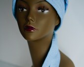 FREE SHIPPING Blue Foliage Chemo Hat Cancer Cap Scarf Hairloss Headwrap Turban Covering Headcovering