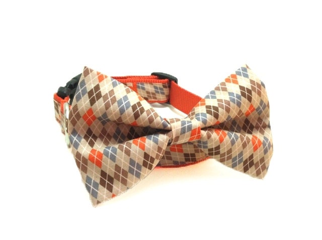 Preppy Argyle - Bowtie Dog Collar