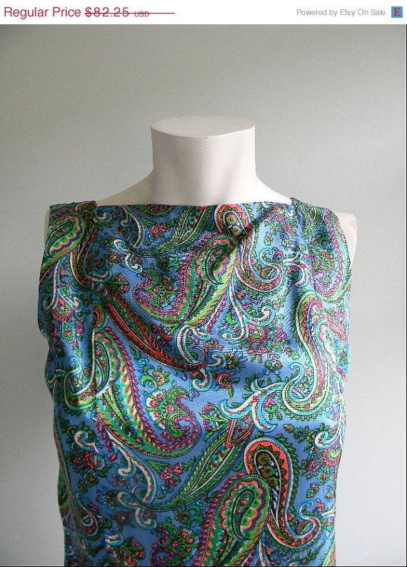 Memorial Day Weekend SALE vintage. 60s Paisley Sheath Dress / Silk Dress / Handmade / Medium
