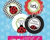 DIY Printable Ladybug Birthday Party Circles / CUPCAKE toppers - 8 Designs from DOODLELULU by 2 june bugs