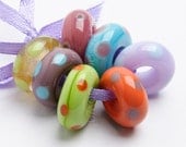 Candy Spot Big Hole Bead Set - Handmade Lampwork Glass Beads by Sarah Downton