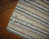 Hand Loomed Cottage Greens Rug ( or Runner /custom order) in Sage Green, Soft Yellows, with Bluegray and White Accents