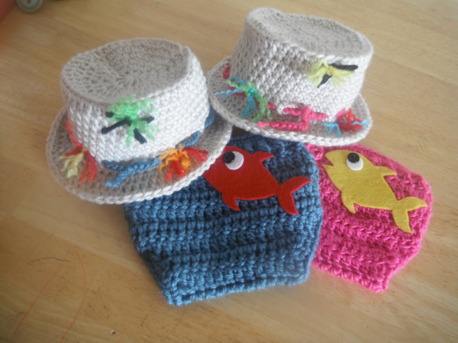 Baby Boy Fishing Hat ,  Fish Diaper cover SET, Newborn Photo Prop