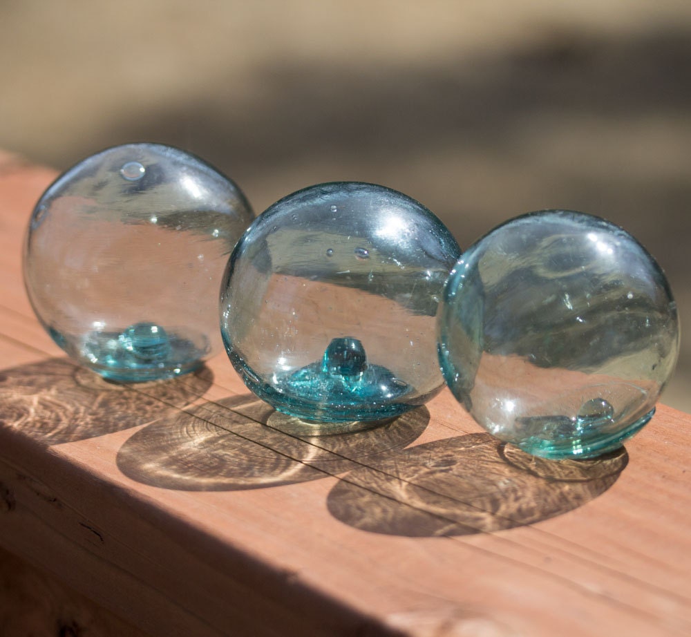 Glass Floats Fishing Net Floats 3, Authentic, Nautical decor, small