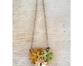 Handmade Leather Necklace-Goldenrod, Olive, Gold