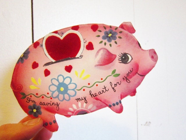 vintage valentine card Piggy Bank