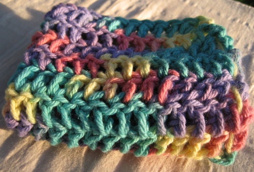 Crochet Wash Cloth Rainbow Pastel Bath and Beauty