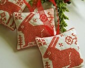 One Nordic Rabbit Embroidered Linen Christmas Ornament