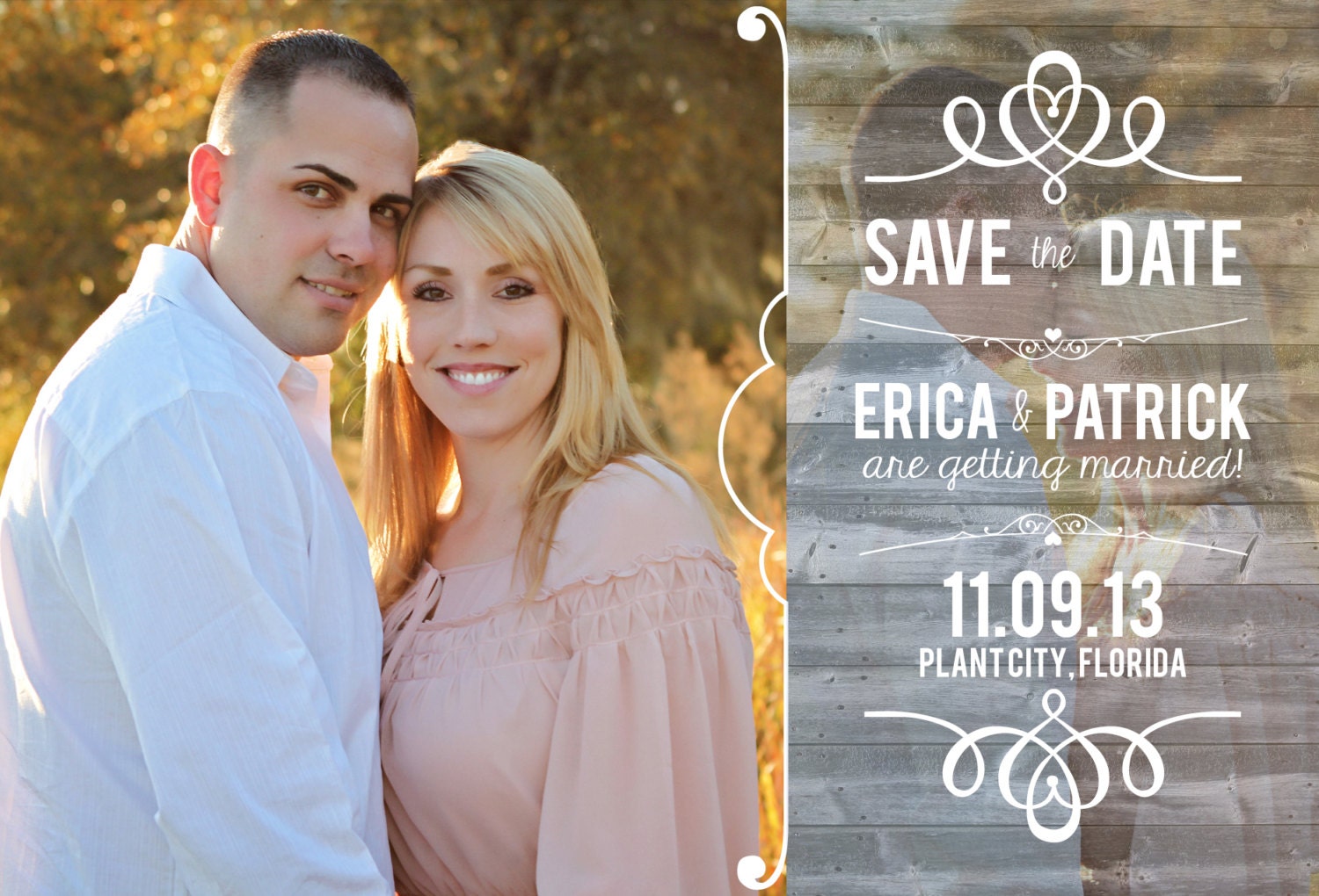 Customized Save the Date Card, Wedding Announcement, Antique, Engagement, Bridal Shower 5x7 - Digital File for e-mail or print JPEG or PDF