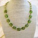 Vintage Green and Pink Glass Bead Necklace with Rare Hand Painted W. German Glass Beads and Matching Earrings