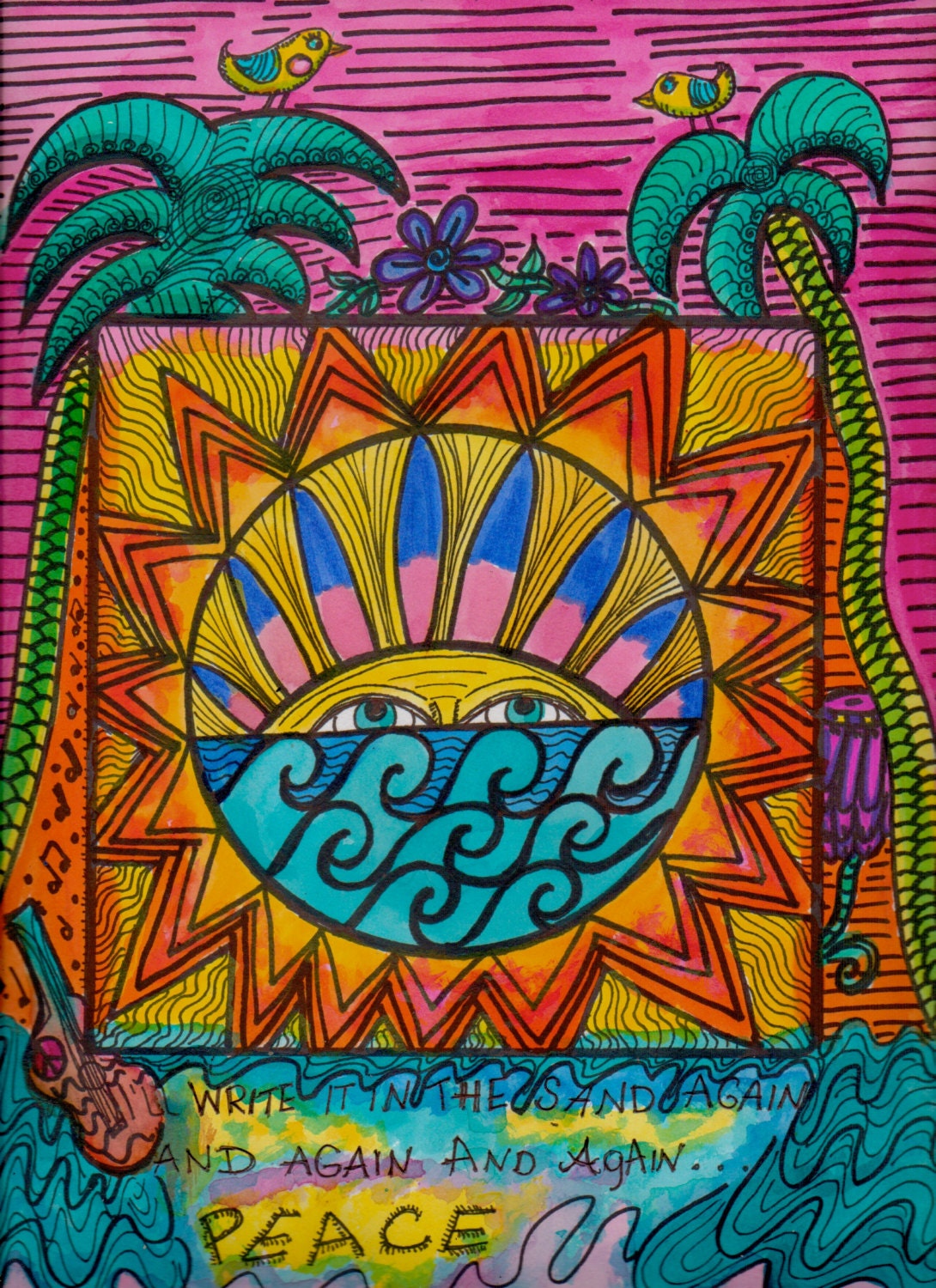 Again, Peace, Mandala, Hippie Art, Original