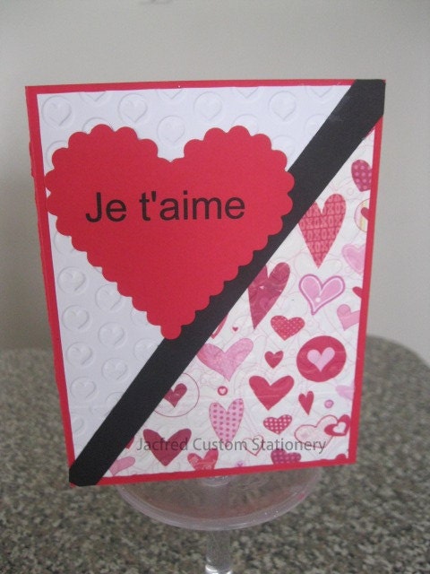 French Valentine Je t'aime and Joyeux Saint-Valentin (please specify which one you want)