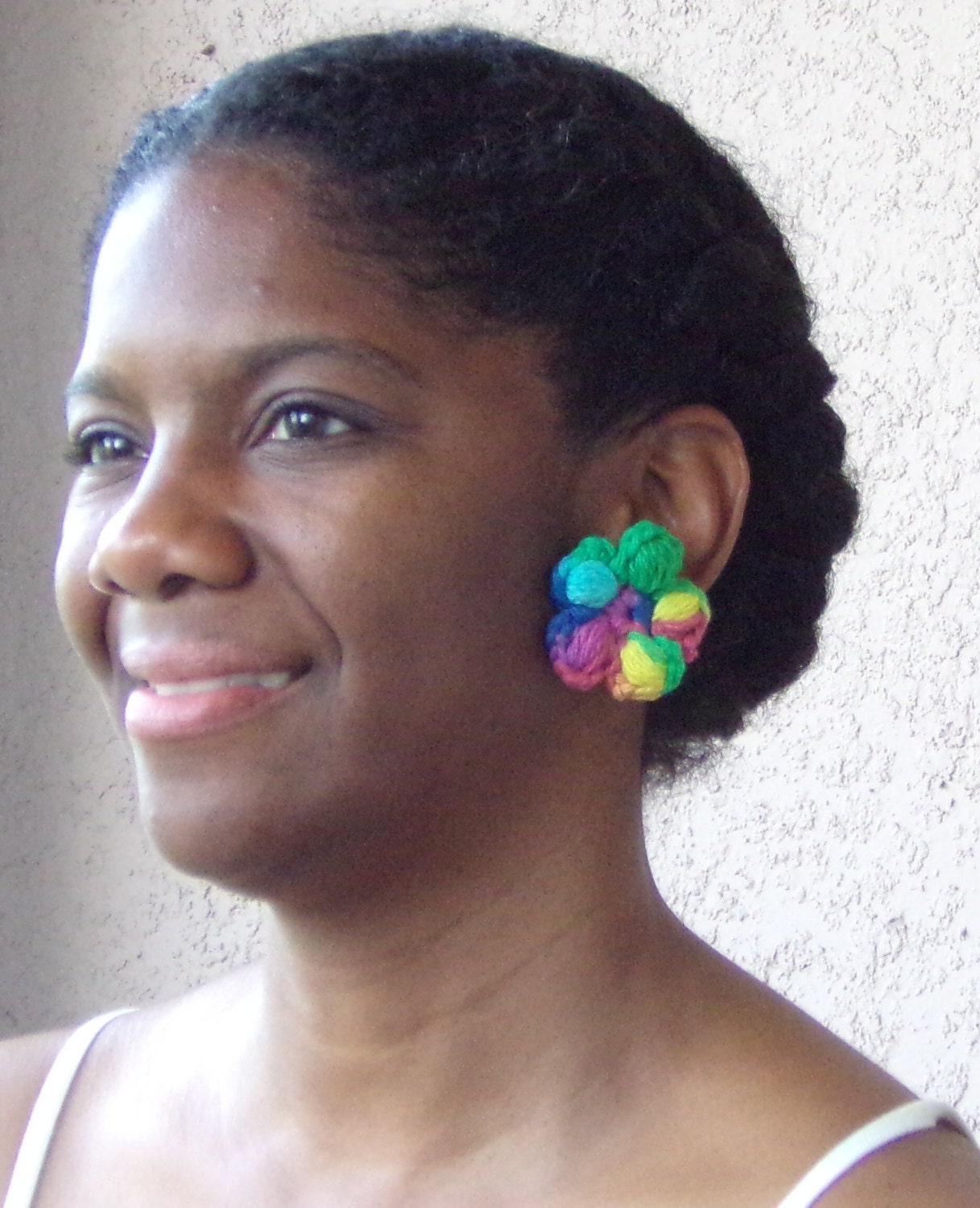 Crochet Flower Stud Earrings - Spring Burst