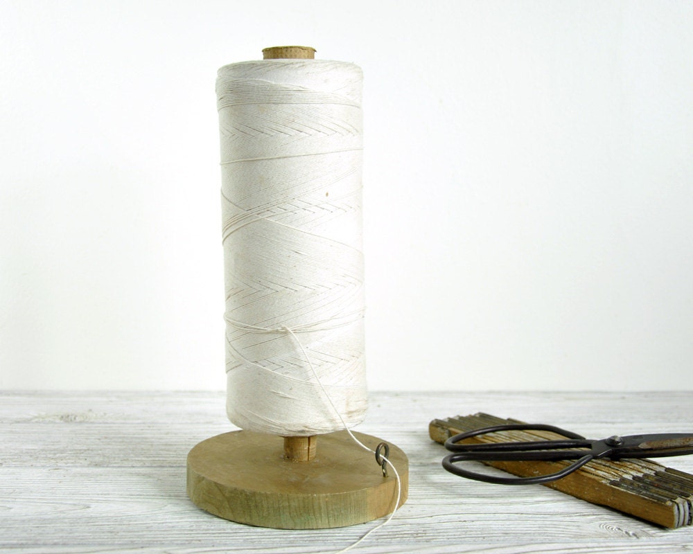 Vintage Handmade Wood String Holder