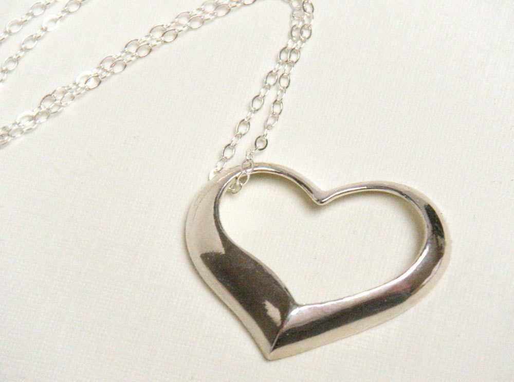 Simple Heart Necklace, Sterling SIlver Necklace, Valentine's Day Gift For Her